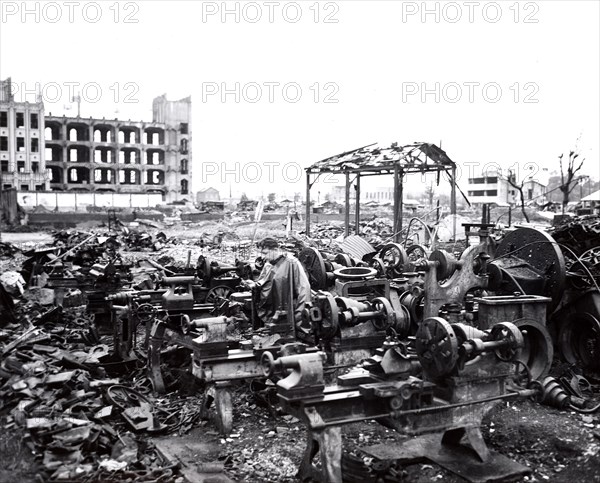 Bombed area after U.S. Air Force air raids