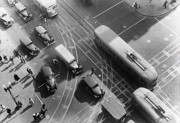 High angle view of street corner