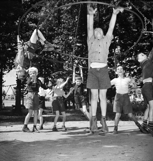 Children playing at community playground