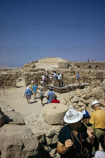 Tourists visiting Masada