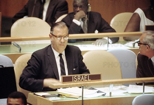 Israeli Minister of Foreign Affairs Abba Eban at his desk