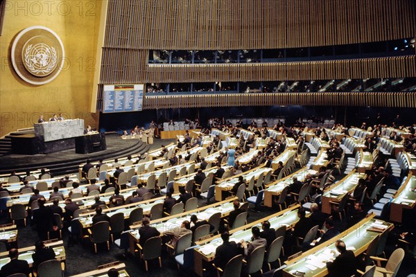 Israeli Minister of Foreign Affairs Abba Eban speaking to General Assembly