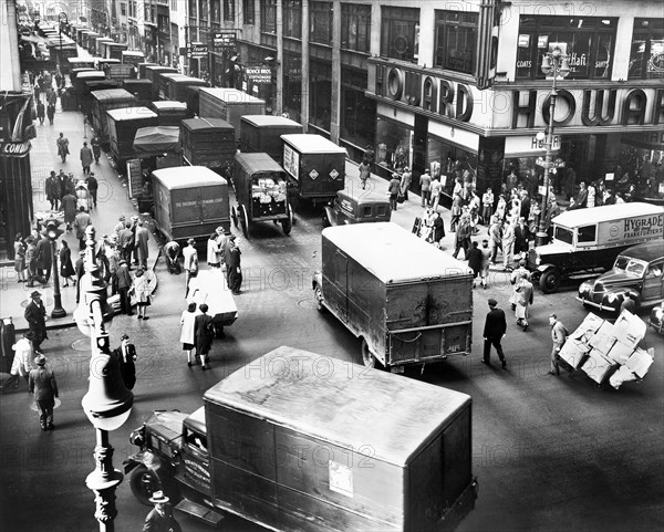 Delivery trucks jamming West 37th Street