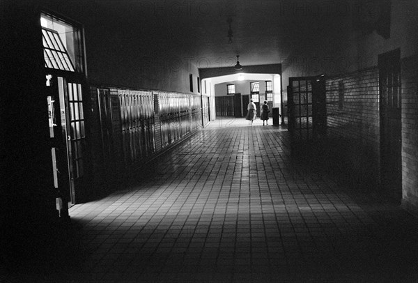 Almost-empty hallway at Central High School during time  it was closed rather than integrate