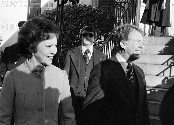 U.S. President-elect Jimmy Carter and First Lady Rosalynn Carter on Inauguration Day