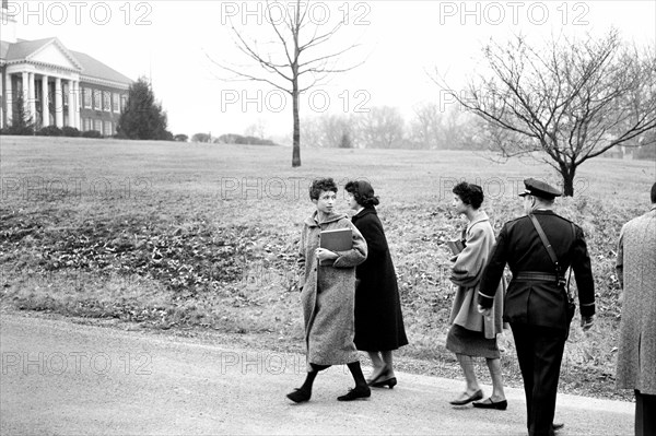 African American students walking up driveway