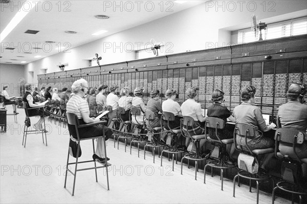 Row of switchboard operators