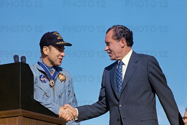 U.S. President Richard M. Nixon and astronaut James A. Lovell Jr.