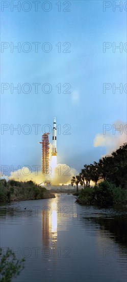 Apollo 13 (Spacecraft 109/Lunar Module 7/Saturn 508) space vehicle being launched from Pad A