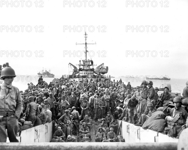 Troops of U.S. 31st Infantry Regiment aboard LST's, landing at Inchon Harbor, Korea, U.S. Army Signal Corps, September 18, 1950