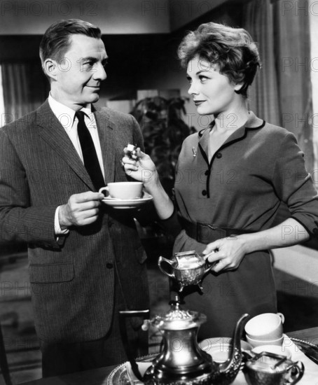 David Wayne, Joanna Moore, on-set of the film, "The Last Angry Man", Columbia Pictures, 1959