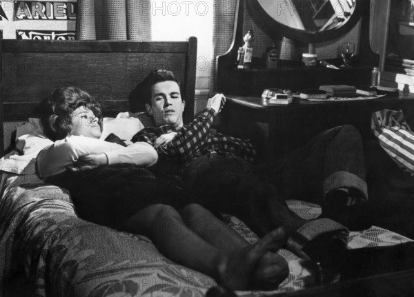 Rita Tushingham, Colin Campbell, on-set of the film, "The Leather Boys", British Lion-Columbia, 1964