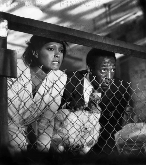 Pat Colbert, Bill Cosby, on-set of the film, "Leonard Part 6", Columbia Pictures, 1987
