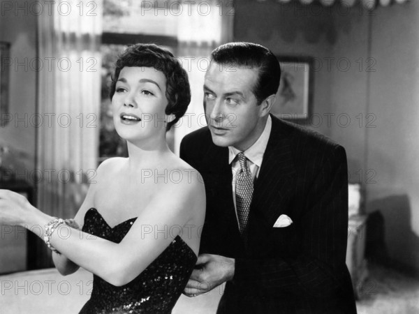 Jane Wyman, Ray Milland, on-set of the film, "Let's Do It Again", Columbia Pictures, 1953