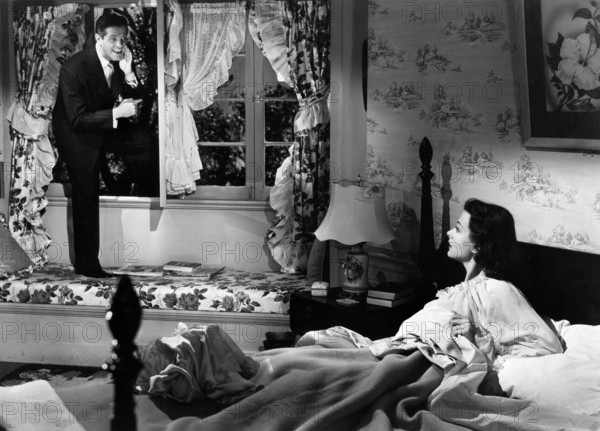 Robert Cummings, Hedy Lamarr, on-set of the film, "Let's Live A Little", Eagle-Lion Films, 1948