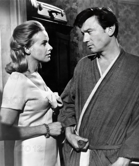 Honor Blackman, Laurence Harvey, on-set of the film, "life At The Top", Columbia Pictures, 1965