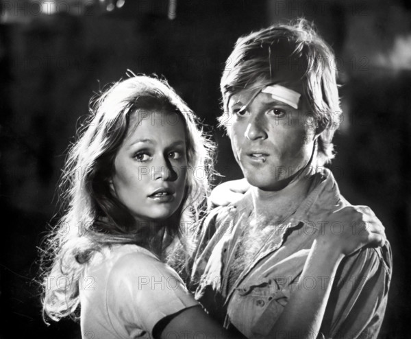 Lauren Hutton, Robert Redford, on-set of the film, "Little Fauss and Big Halsy", Paramount Pictures, 1970