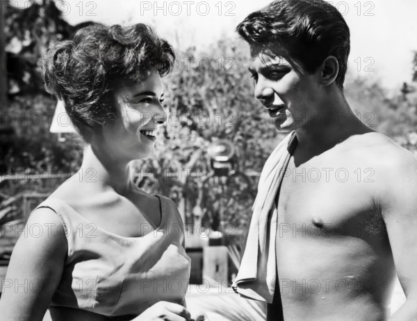 Gigi Perreau, Paul Anka, on-set of the film, "Look In Any Window", Allied Artists, 1961