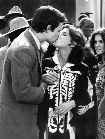 Ben Masters, Laurie Heineman, on-set of the TV film, "Loose Change", NBC-TV, 1978