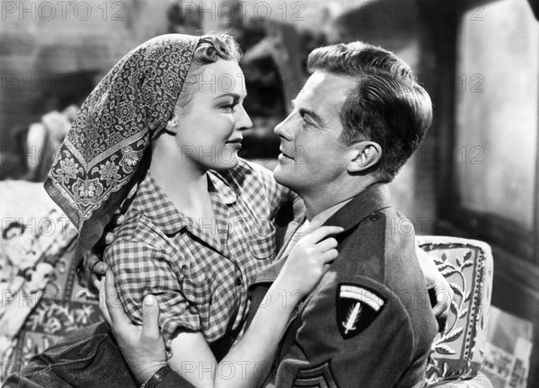 June Haver, William Lundigan, on-set of the film, "Love Nest", 20th Century-Fox, 1951