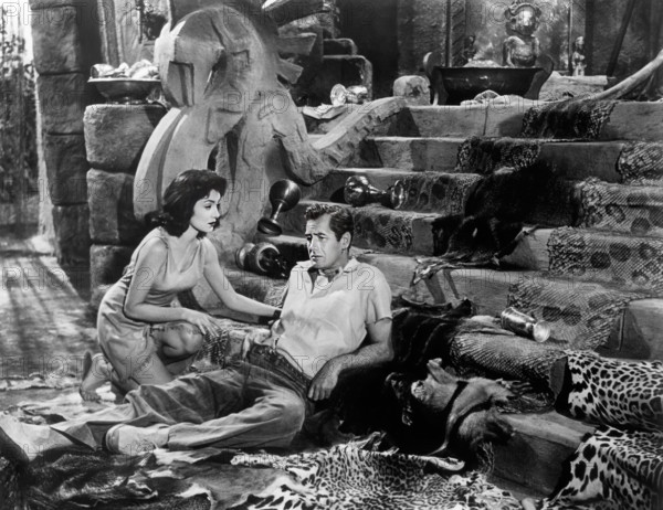 Gianna Segale, Don Taylor, on-set of the film, "Love Slaves Of The Amazons", Universal Pictures, 1957