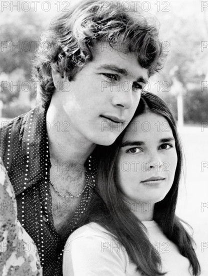 Ryan O'Neal, Ali MacGraw, on-set of the film, "Love Story", Paramount Pictures, 1970