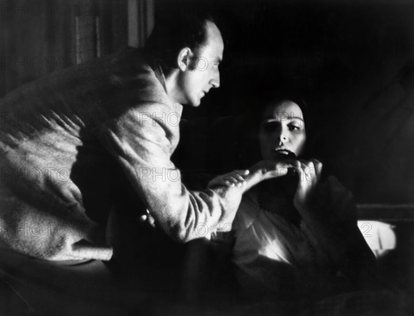Charles Houston, Maureen Connell, on-set of the film, "The Man Upstairs", British Lion Films, 1958