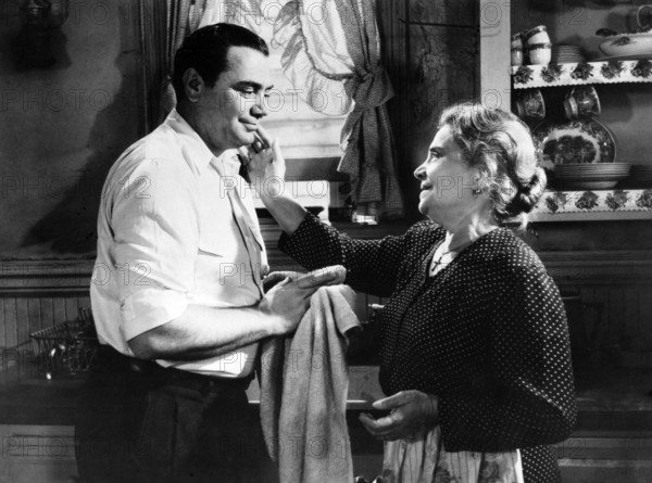 Ernest Borgnine, Esther Minciotti, on-set of the film, "Marty", United Artists, 1955