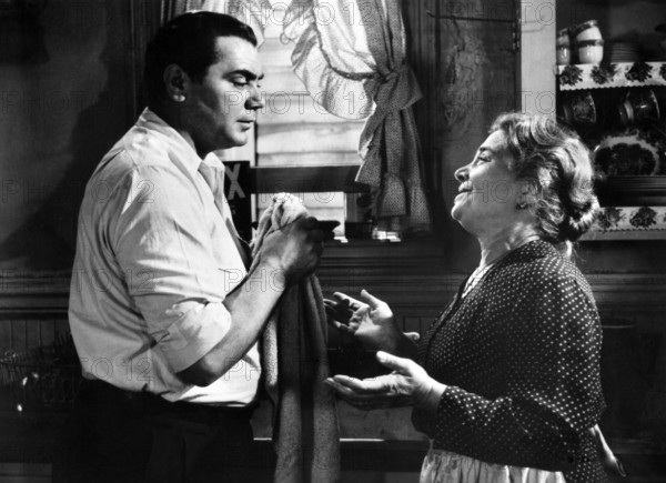 Ernest Borgnine, Esther Minciotti, on-set of the film, "Marty", United Artists, 1955