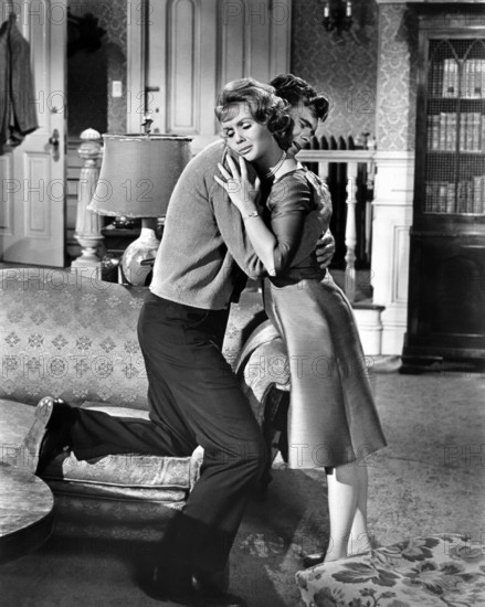 Barry Nelson, Debbie Reynolds, on-set of the film, "Mary, Mary", Warner Bros., 1963