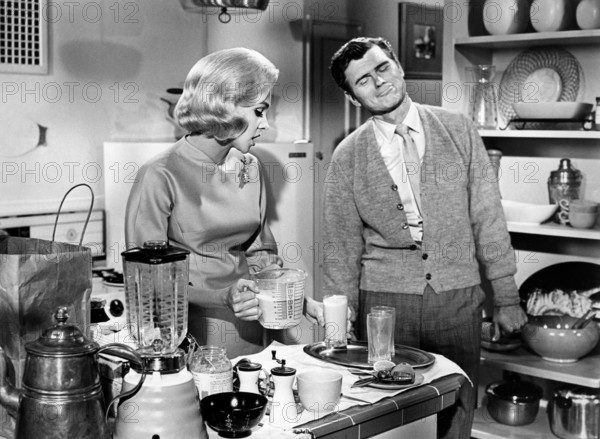 Diane McBain, Barry Nelson, on-set of the film, "Mary, Mary", Warner Bros., 1963