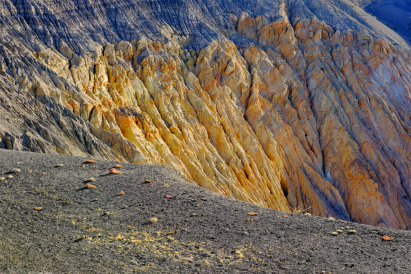 Deep gullies caused by water erosion on the East face of the Ubehebe Crater, Death Valley National Park, California, USA