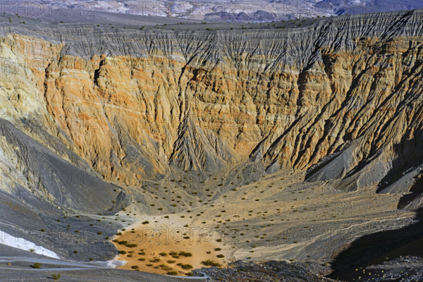 Deep gullies caused by water erosion on the East face of the Ubehebe Crater, Death Valley National Park, California, USA