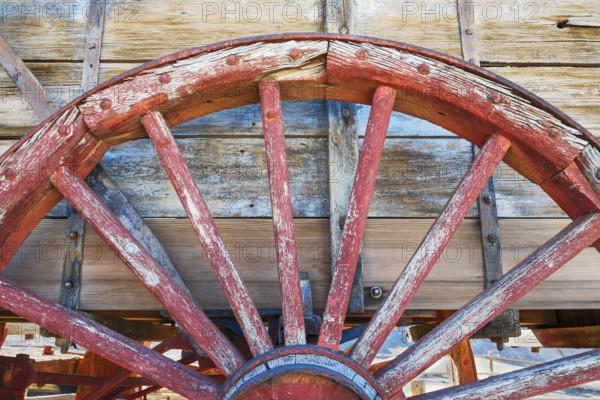 Old wood wagon wheel detail