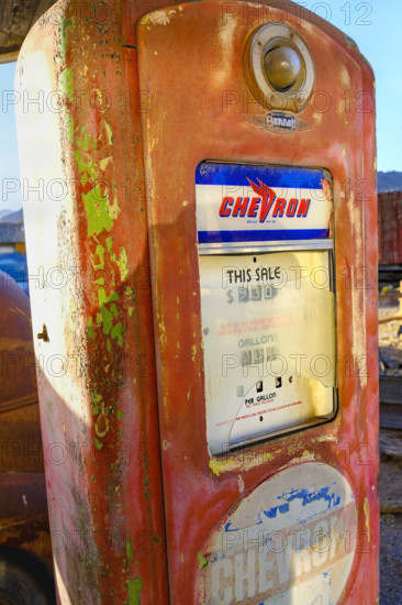 Weathered red gasoline pump