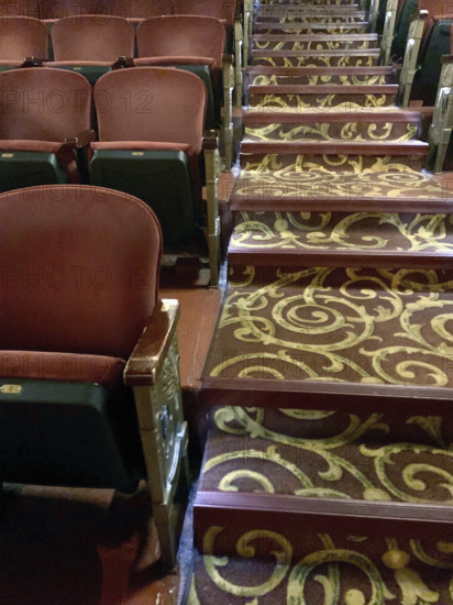 Beacon Theatre, seats and carpet detail, New York City, NY, USA