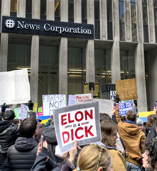 Crowd of protestors against U.S. President Donald Trump outside Fox News, New York City, New York, USA, March 4, 2025