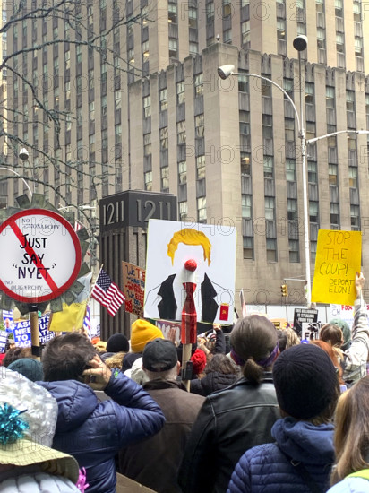 Crowd of protestors against U.S. President Donald Trump outside Fox News, New York City, New York, USA, March 4, 2025