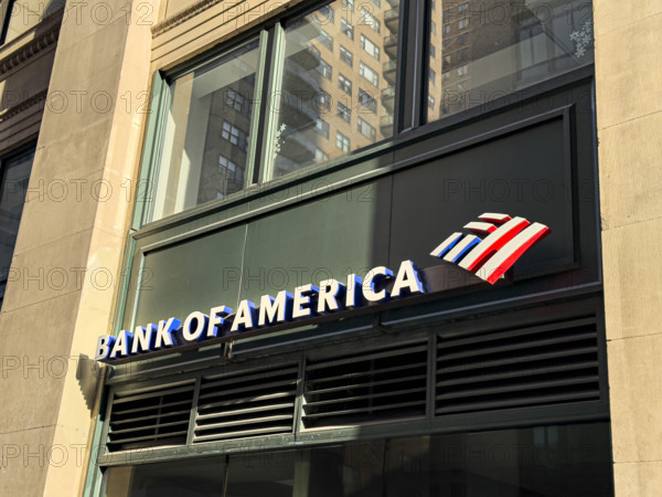 Bank of America retail bank branch, building exterior, New York City, New York, USA