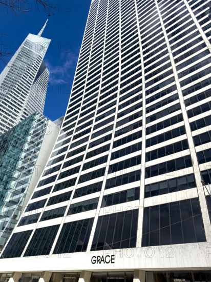 W.R. Grace Building, exterior view of concave slope, West 42nd Street, New York City, New York, USA