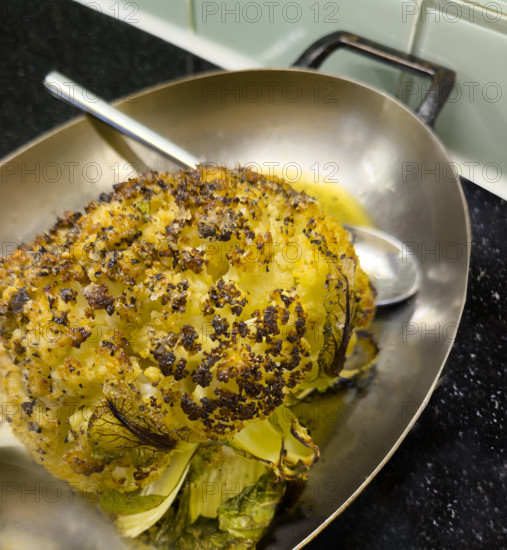 Roasted cauliflower in pan