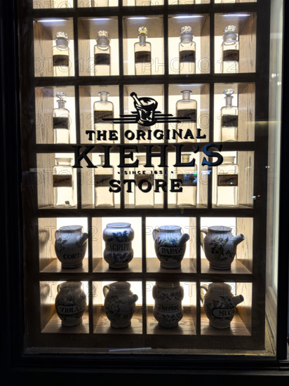 Kiehl's flagship store, merchandise display, 109 Third Avenue, New York City, New York, USA