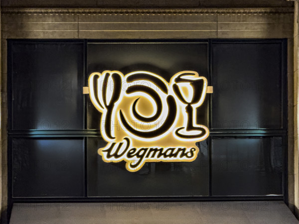 Wegman's, store logo on building exterior, New York City, New York, USA