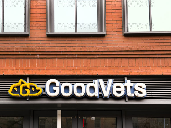GoodVets veterinary clinic, building exterior sign, West Village, New York City, New York, USA
