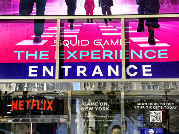 "Squid Game: The Experience," interactive store, building exterior and entrance, New York City, New York, USA