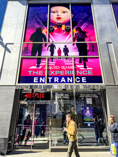 "Squid Game: The Experience," interactive store, building exterior and entrance, New York City, New York, USA