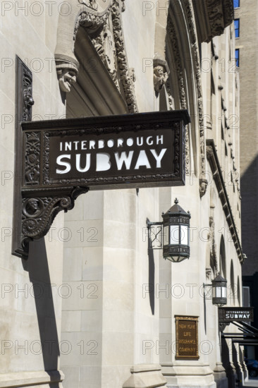 Interborough Subway Sign, New York Life Building exterior, New York City, New York, USA