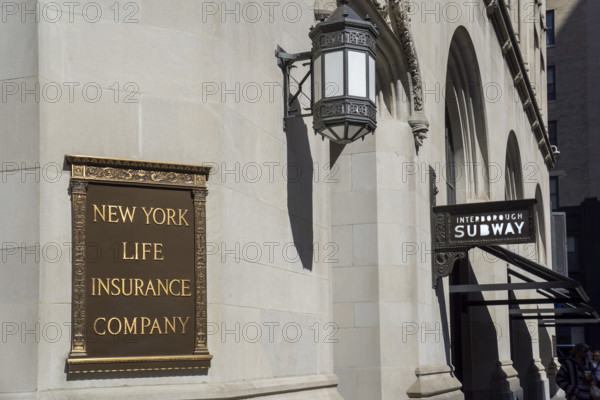 New York Life Insurance Company sign on New York Life building exterior, New York City, New York, USA