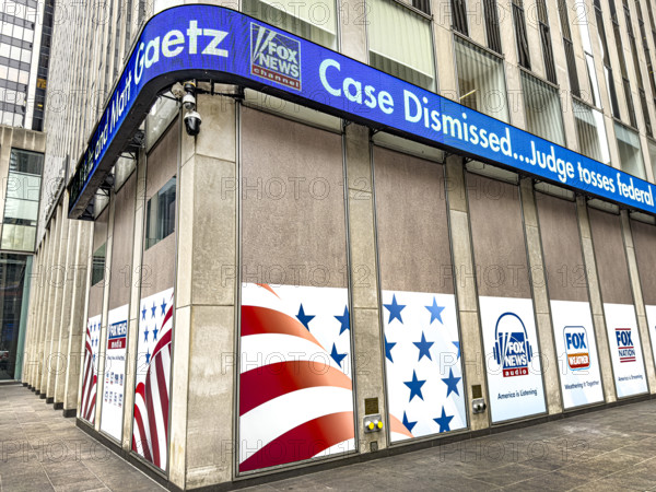 Fox News, building exterior with electronic news display, New York City, New York, USA