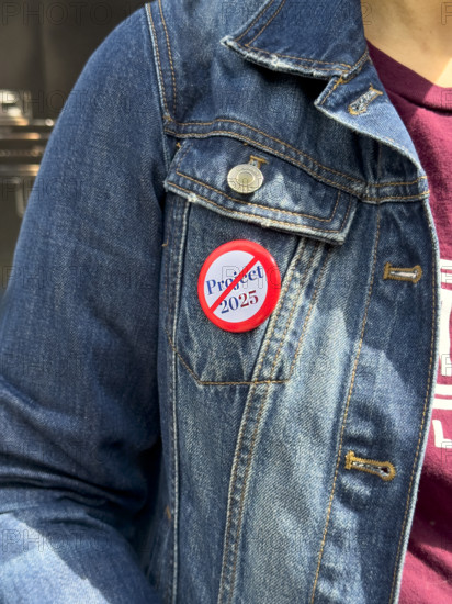 Demonstrators participating in "Our City, Our Fight: Protect Migrants, Protect the Planet" protest, New York City, New York, April 19, 2025